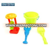 Factory Cheap Beach Toys Set for Kids 4 pcs Sand Wheel Bucket Rake Spade Classic Playset