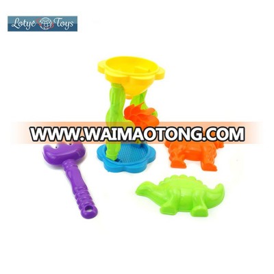 Hot Selling Children Beach Toy Set 4 pcs with Water Sand Wheel Rake Horse Shape Molds