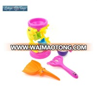 Hot Selling Beach Toy Set 4 pcs with Dophin Sand Wheel Water Can Spade Rake Summer Playset