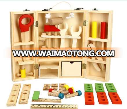 Wooden Carpenter's Set Wood Work bench Wooden Workshop Tool Storage Construction Pretend Toy Set