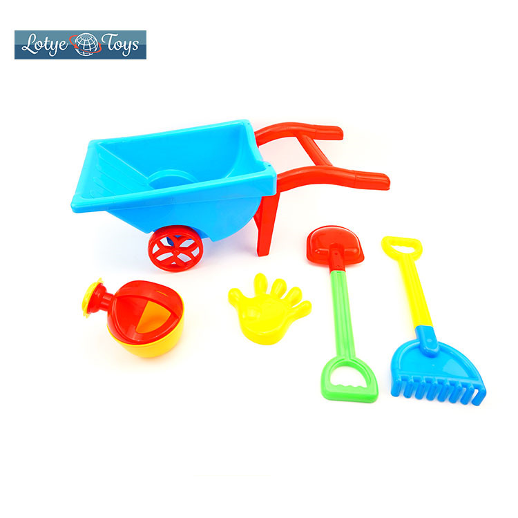 Newest Wheelbarrow Trolley Set 5 Pcs Garden Play Set Tool Sand Beach Toys For Kids